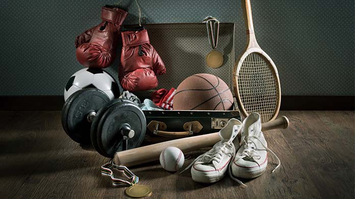 A collection of sports gear