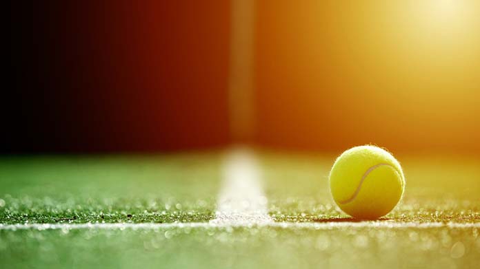 A tennis ball on a tennis court