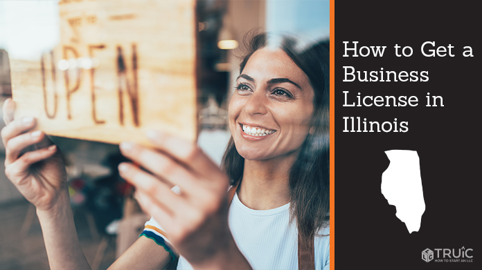 Woman holding open sign after getting her business license