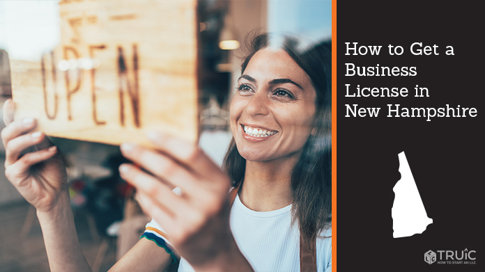 Woman holding open sign after getting her business license