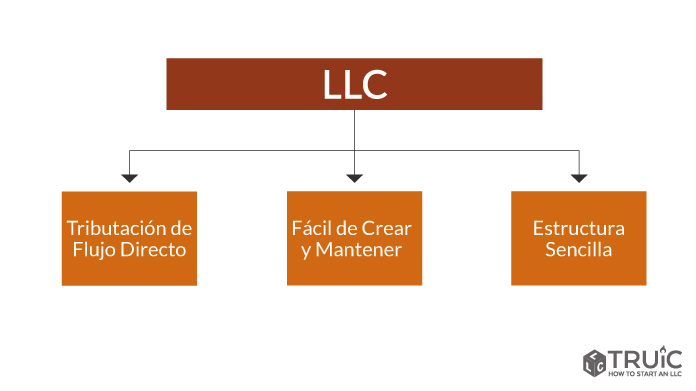 Diagrama de LLC - tributación de flujo directo, fácil de crear y mantener, estructura sencilla.