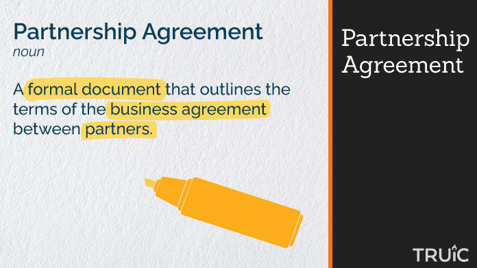 Definition of partnership agreement with key phrases highlighted.