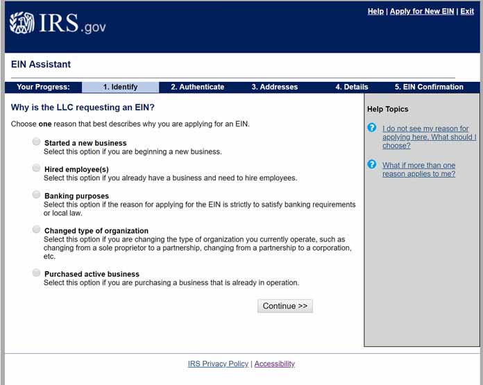 Step three of the IRS Website