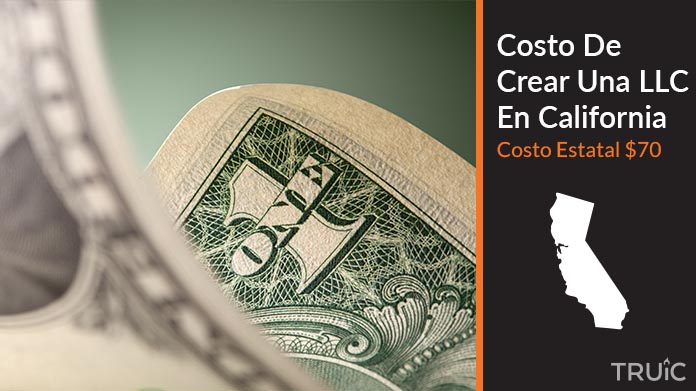 Imagen de un dolar (USD) y el estado de California. Costo de crear una LLC en California