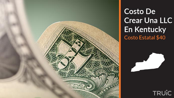 Imagen de un dolar (USD) y el estado de Kentucky. Costo de crear una LLC en Kentucky