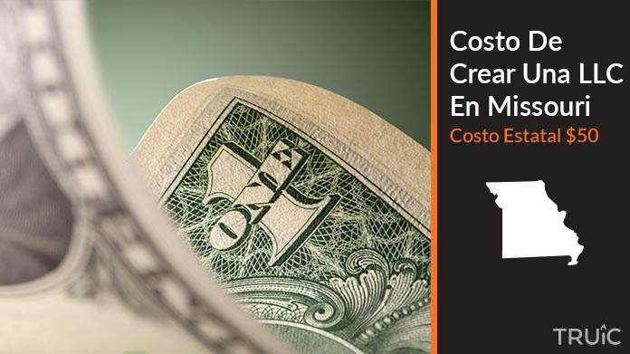 Imagen de un dolar (USD) y el estado de Missouri. Costo de crear una LLC en Missouri