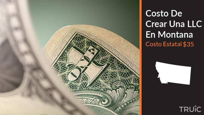 Imagen de un dolar (USD) y el estado de Montana. Costo de crear una LLC en Montana