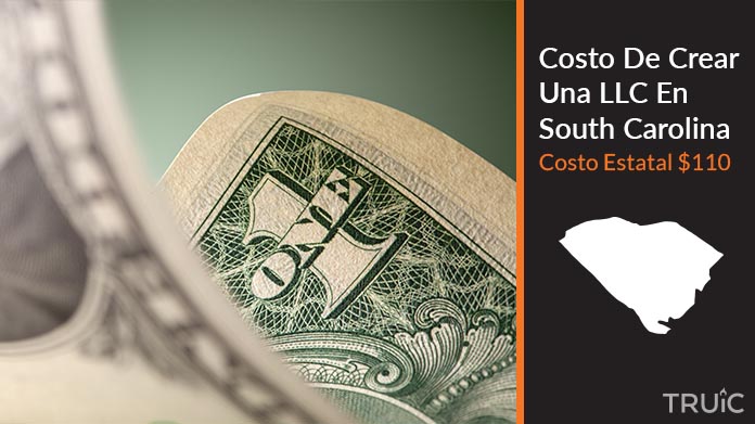 Imagen de un dolar (USD) y el estado de South Carolina. Costo de crear una LLC en South Carolina