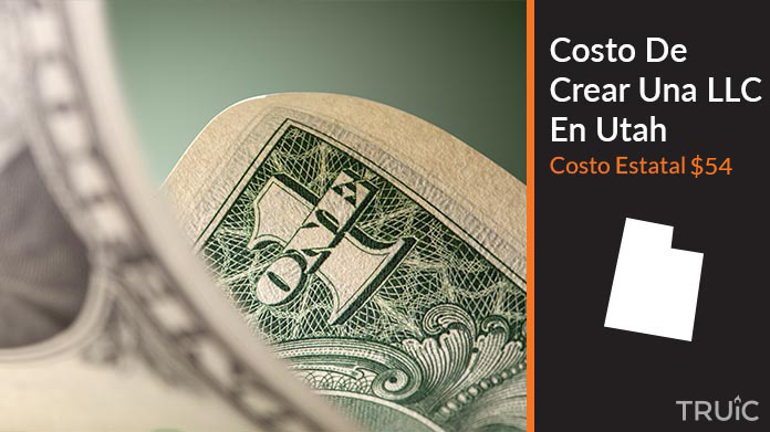 Imagen de un dolar (USD) y el estado de Utah. Costo de crear una LLC en Utah