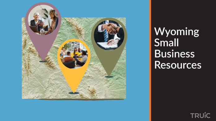 A map of Wyoming with Wyoming small business resources highlighted.