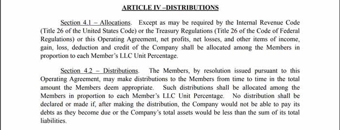 Article 4 of a multi-member LLC operating agreement.