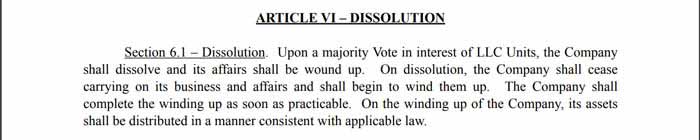 Article 6 of a multi-member LLC operating agreement.