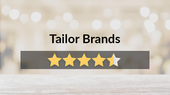 Tailor Brands logo above 4.5 stars.