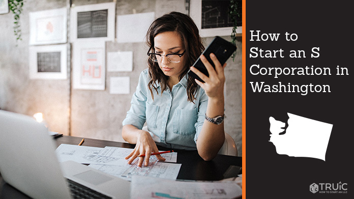 Woman looking over paperwork to start an S corporation in Washington