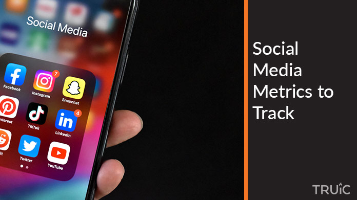 Cell phone with social media icons.