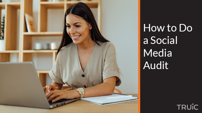 Woman doing a social media audit.