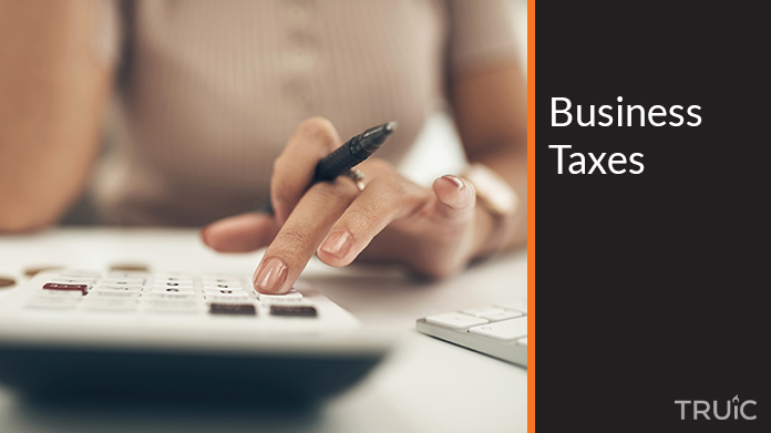 Woman doing her business taxes.